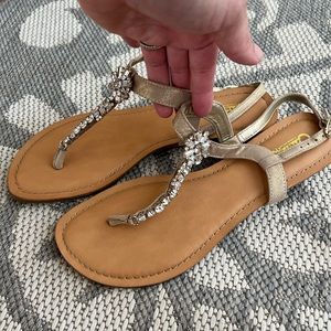 Carlos by Carlos Santana gold jewel sandal.  Size 8.5